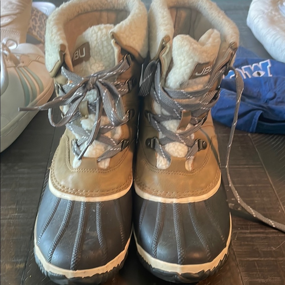 JBU Tan and Gray Rain & Snow Boots Waterproof Design